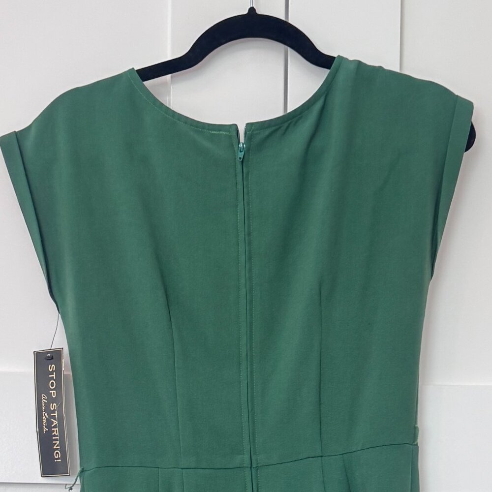 Stop Staring Green Ruched Peplum Sheath Dress NWT Medium - Picture 9 of 10